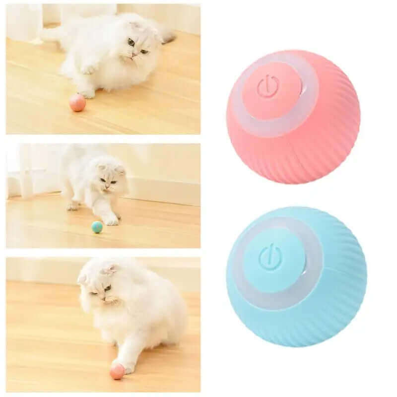 Rechargeable Cat Ball Toy Smart Automatic Rolling Kitten Toys 360 Degree Spinning Ball for Cats Usb Rechargeable Pet Toys